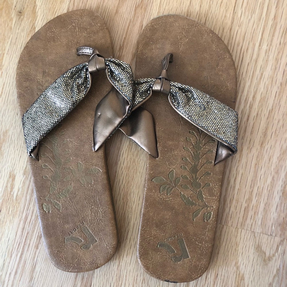 Report brown leather with shimmer strap sandal 7